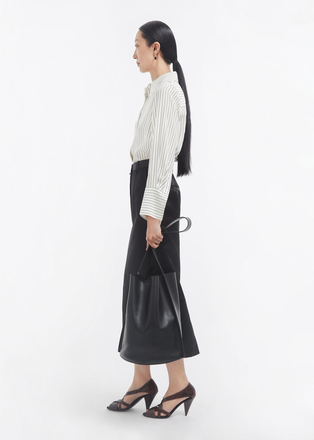 Fitted Classic Shirt in Silk - Stripe - CO