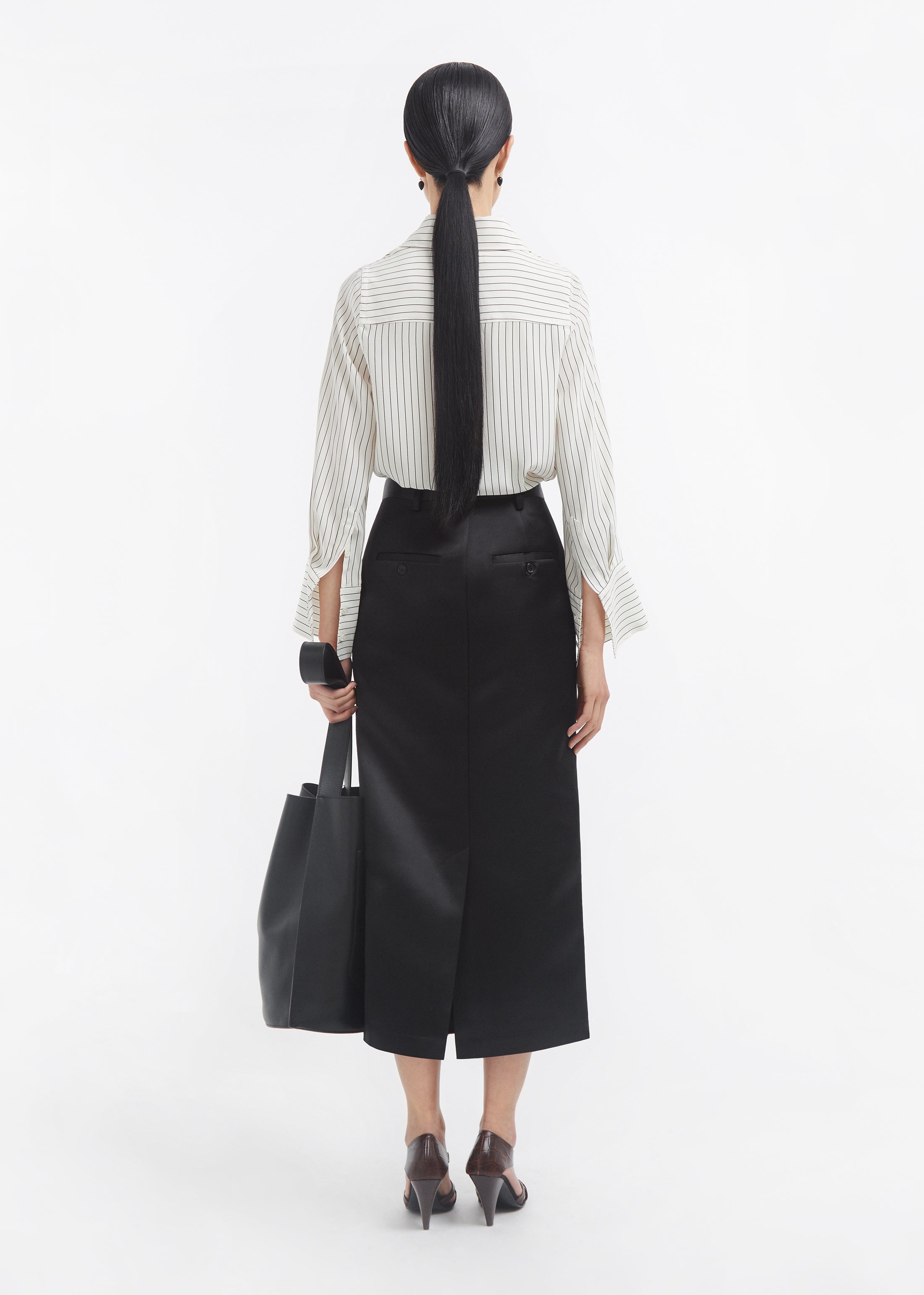 Fitted Classic Shirt in Silk - Stripe