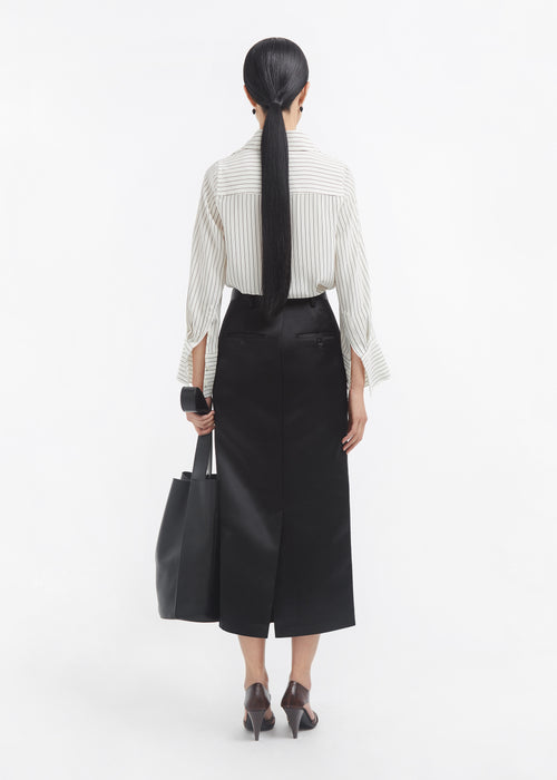 Fitted Classic Shirt in Silk - Stripe - CO