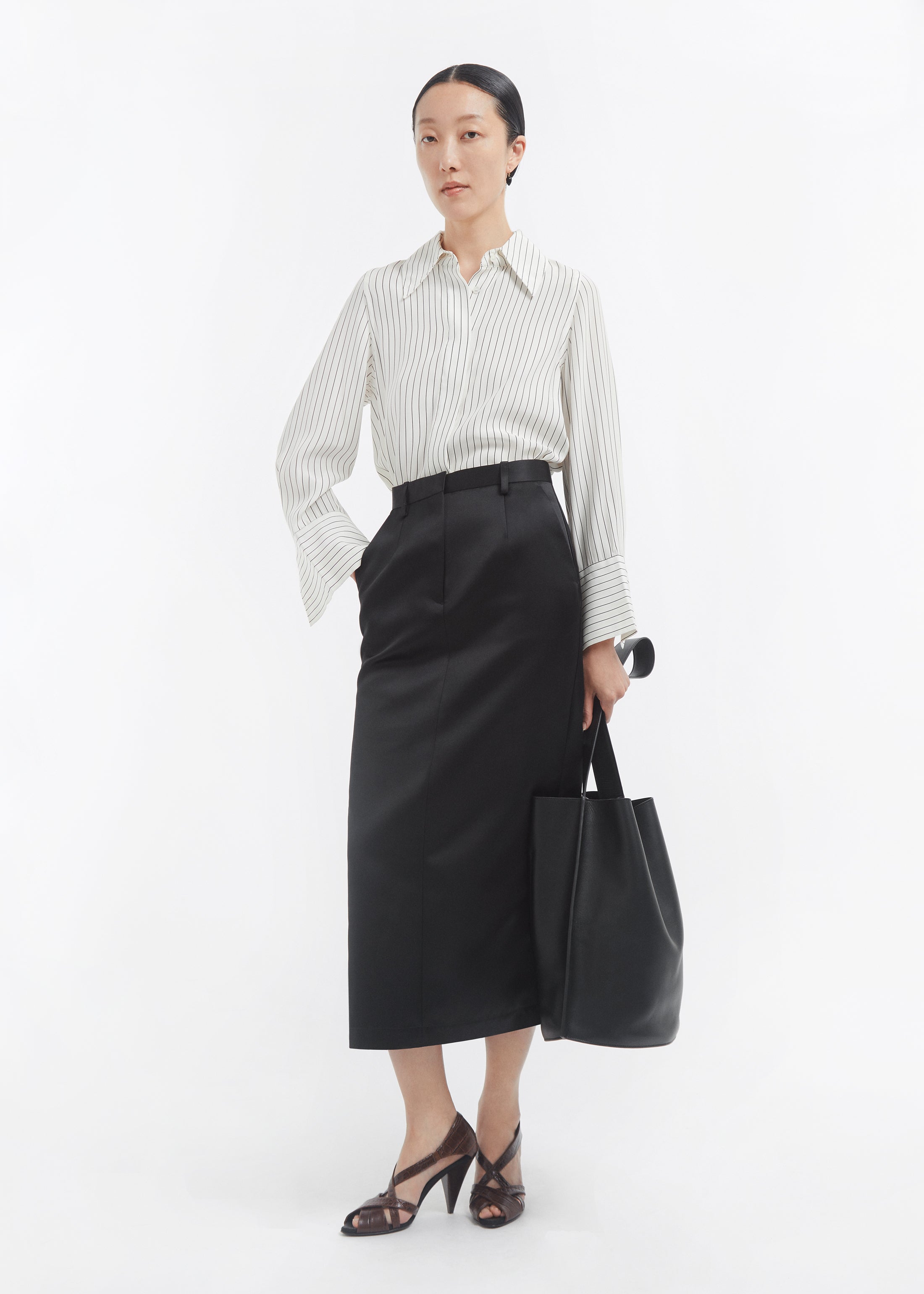 Fitted Classic Shirt in Silk - Stripe