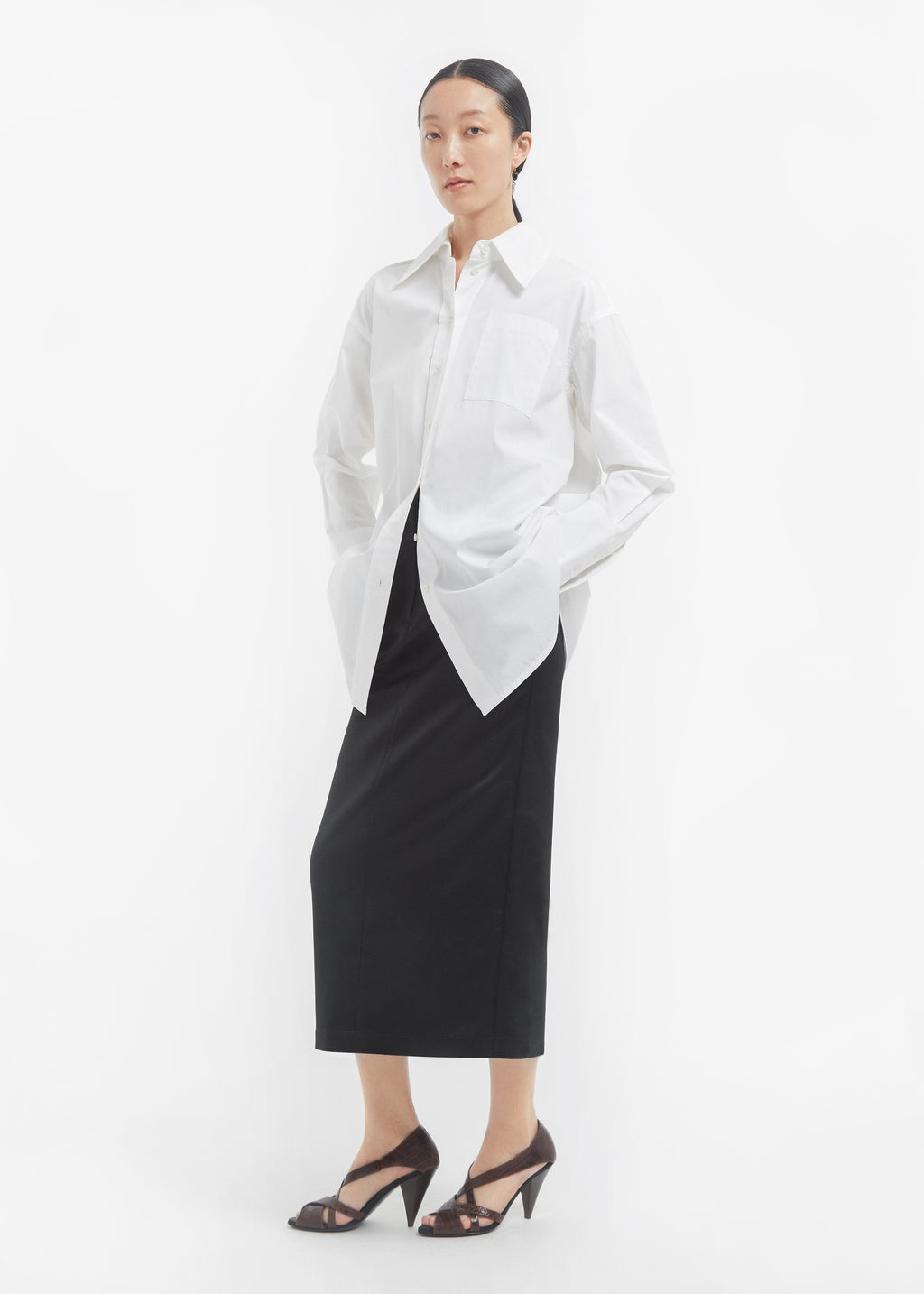 Overshirt in Cotton Sateen - White - CO