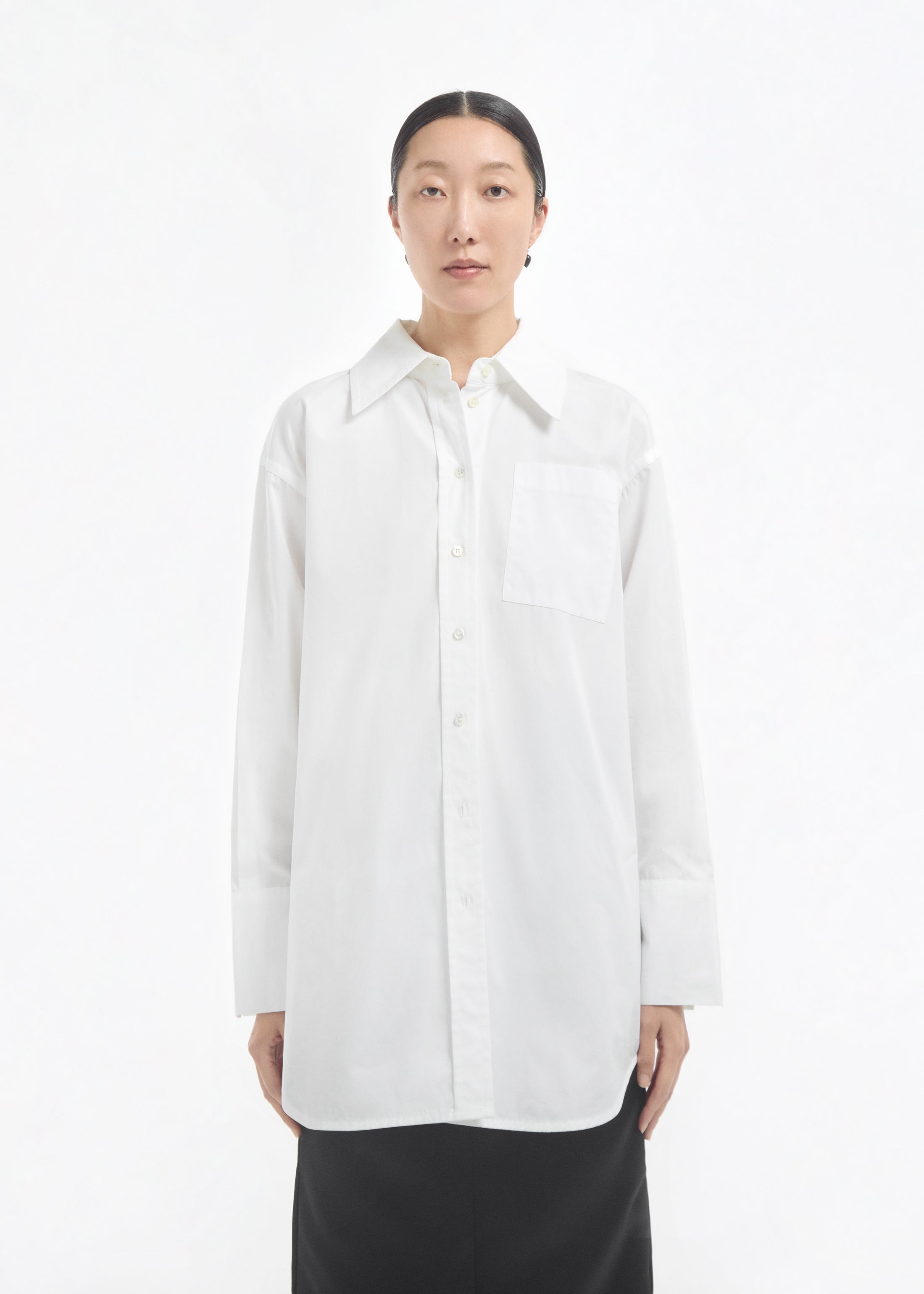 Overshirt in Cotton Sateen - White