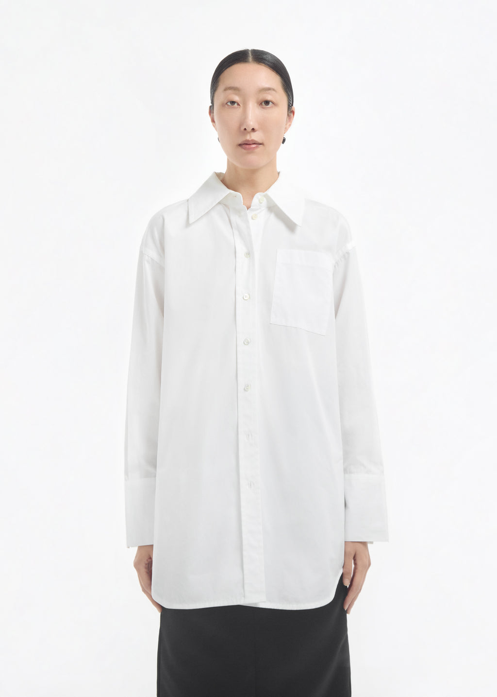 Overshirt in Cotton Sateen - White - CO