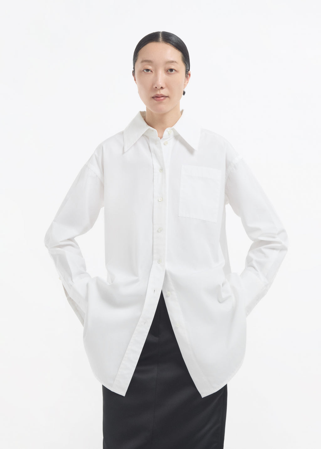 Overshirt in Cotton Sateen - White - CO