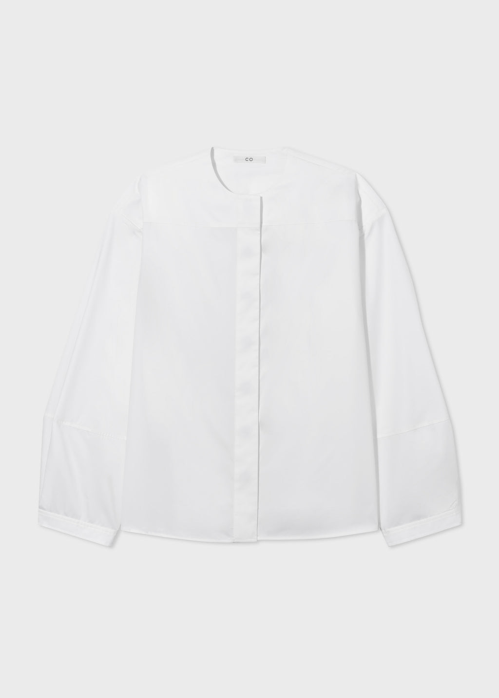 Boxy Long Sleeve Top in Cotton Poplin - White - CO