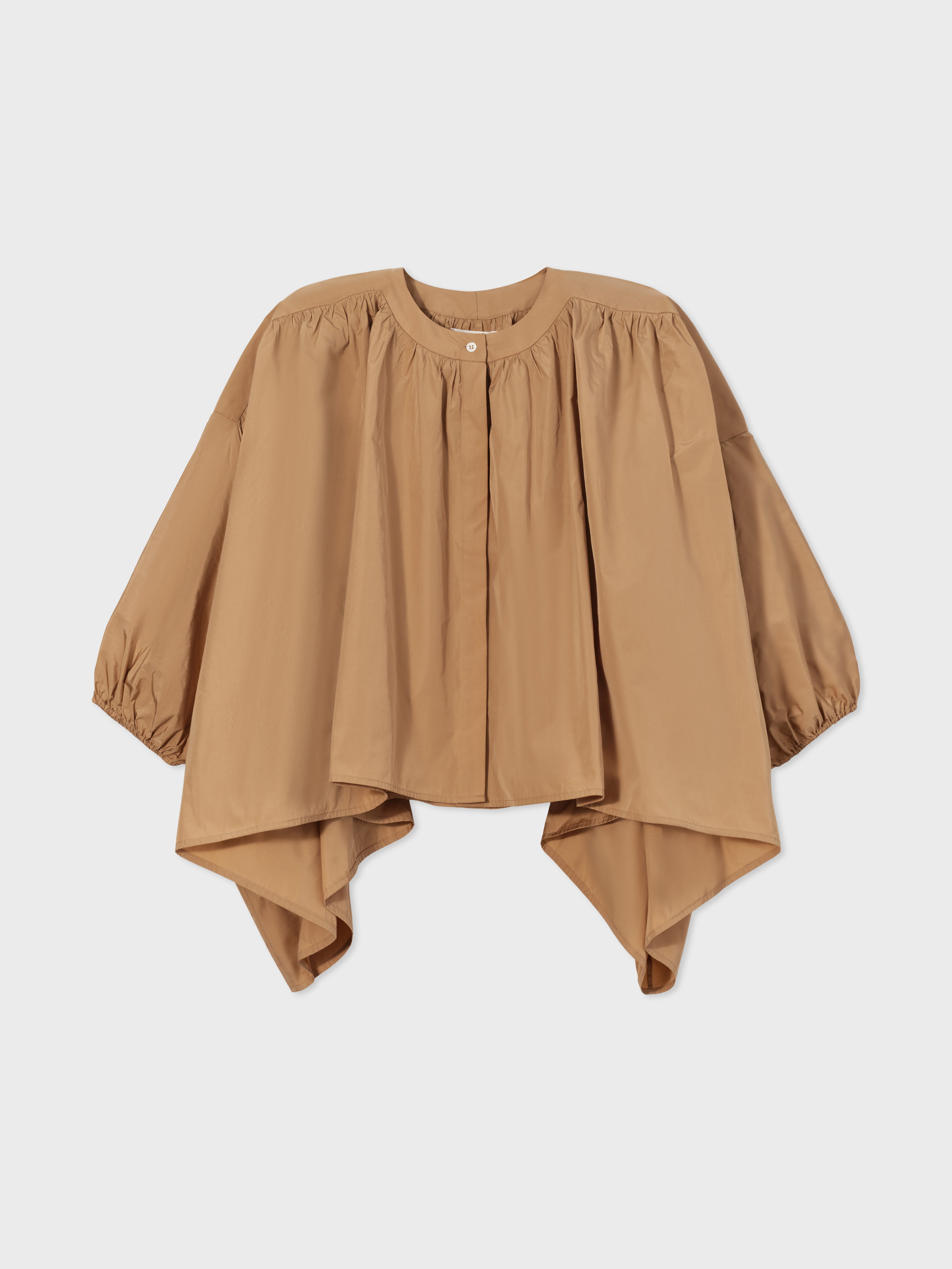 Gathered Tunic Blouse in Taffeta - Butterscotch - CO Collections