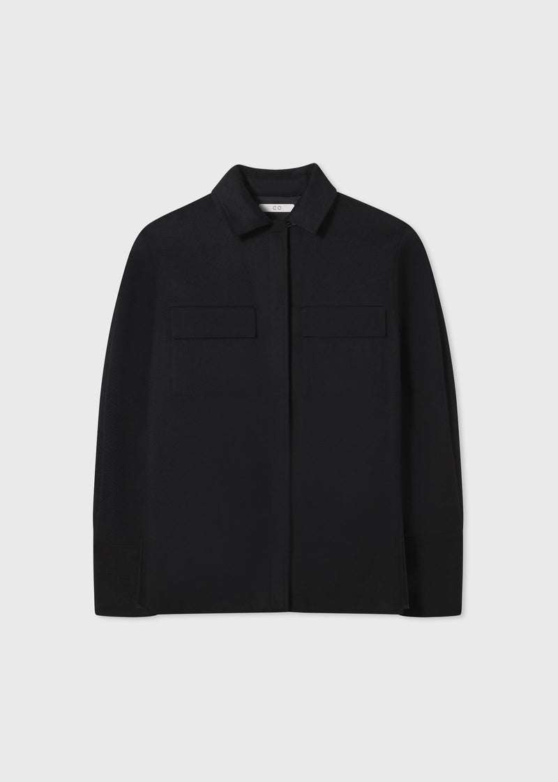Button Down Shirt Jacket Flannel - Black - CO