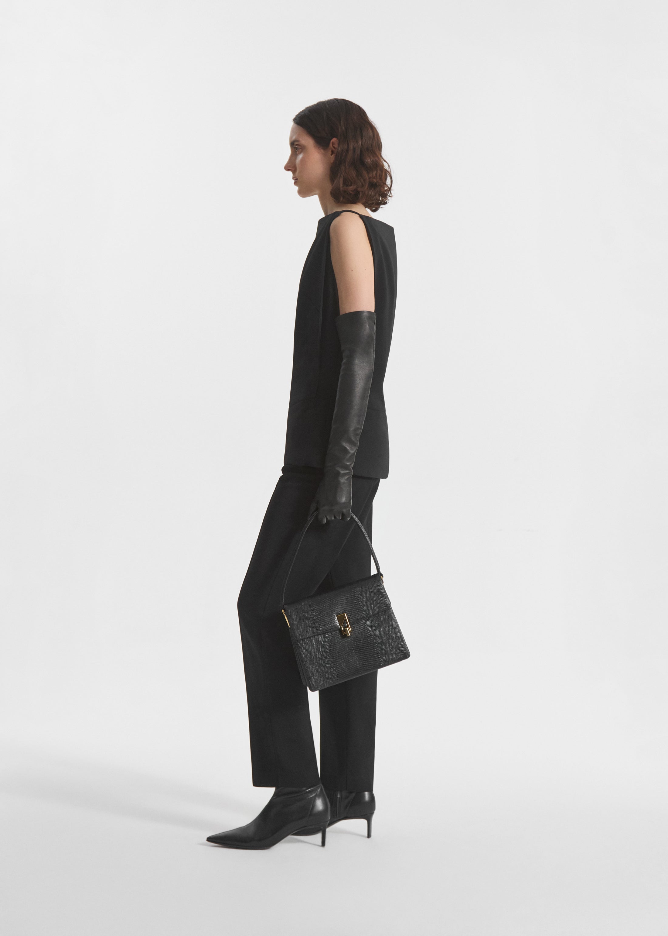 Bateau Structured Top in Crepe - Black, image 2 of 6