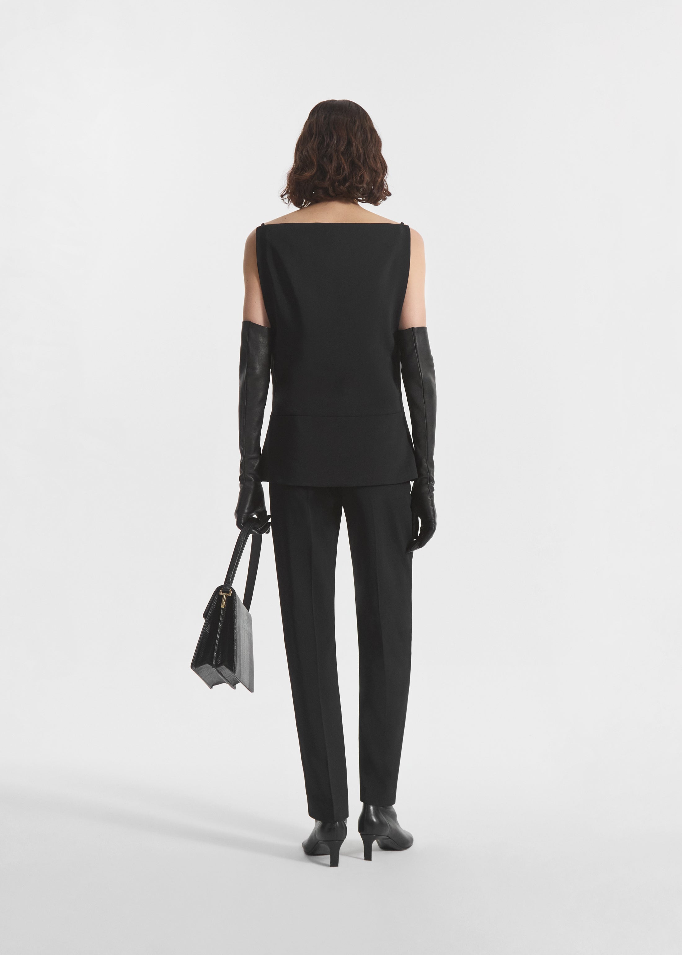 Bateau Structured Top in Crepe - Black, image 3 of 6