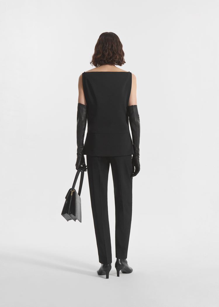 Bateau Structured Top in Crepe - Black, image 3 of 6