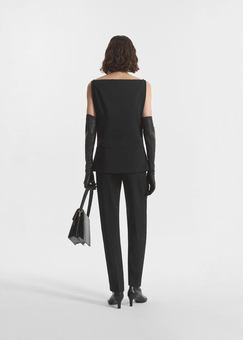 Bateau Structured Top in Crepe - Black, image 3 of 6