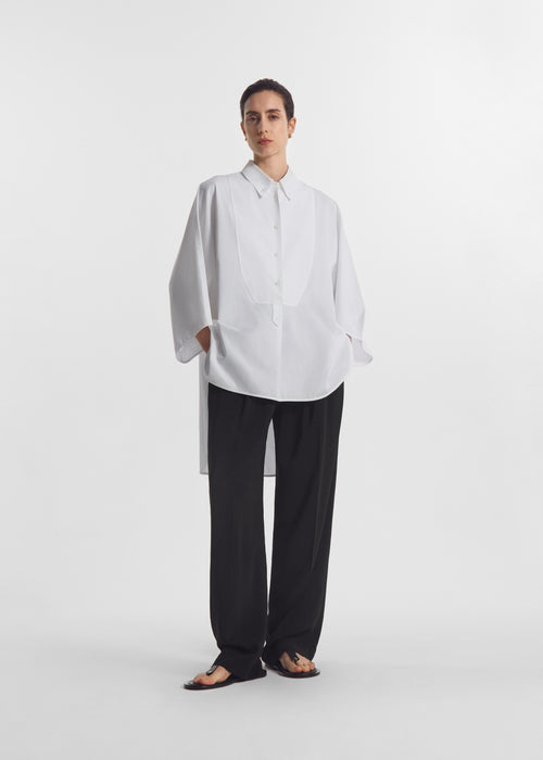 Long Tunic Top in Cotton Poplin - White, image 3 of 6