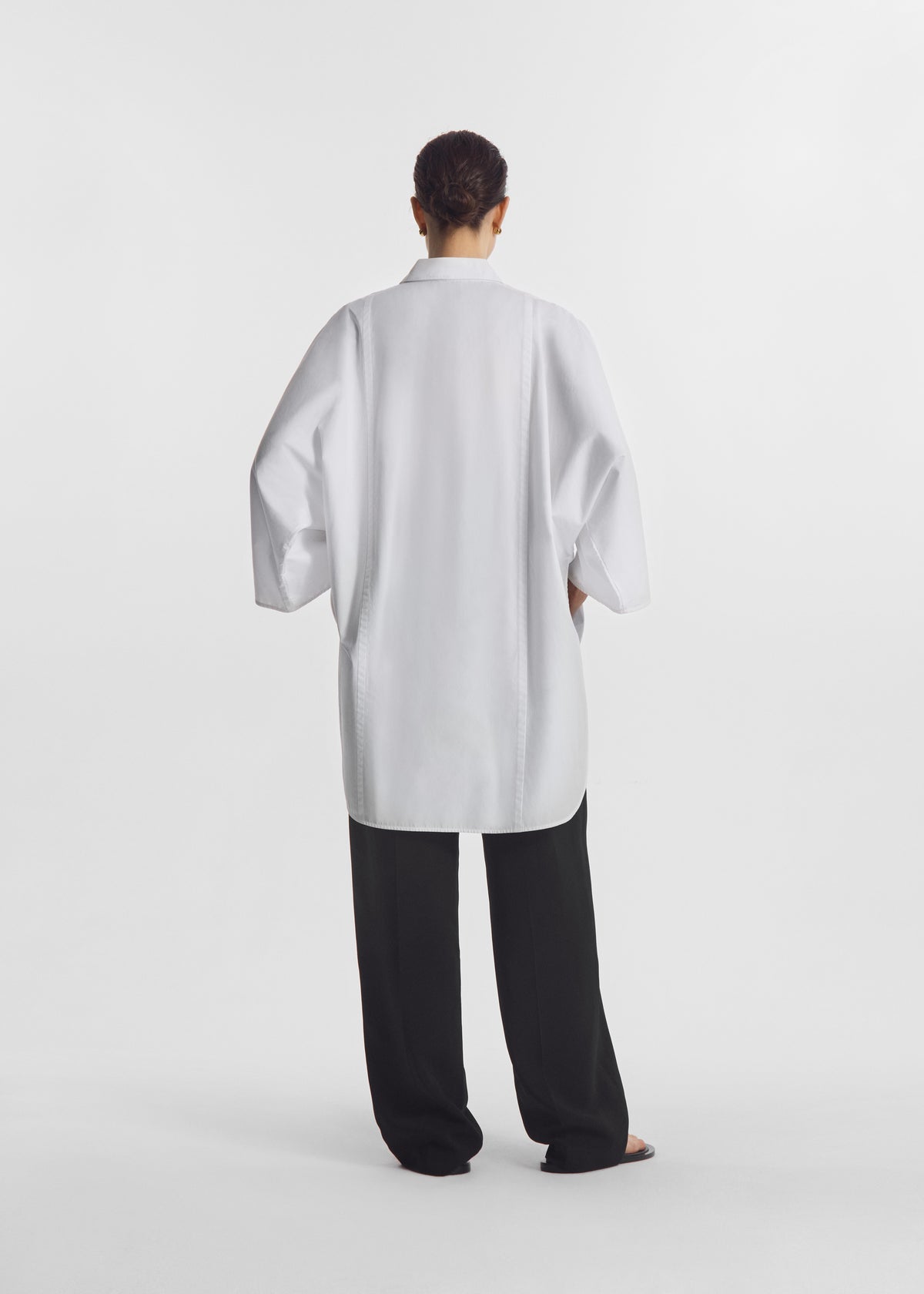 Long Tunic Top in Cotton Poplin - White, image 4 of 6