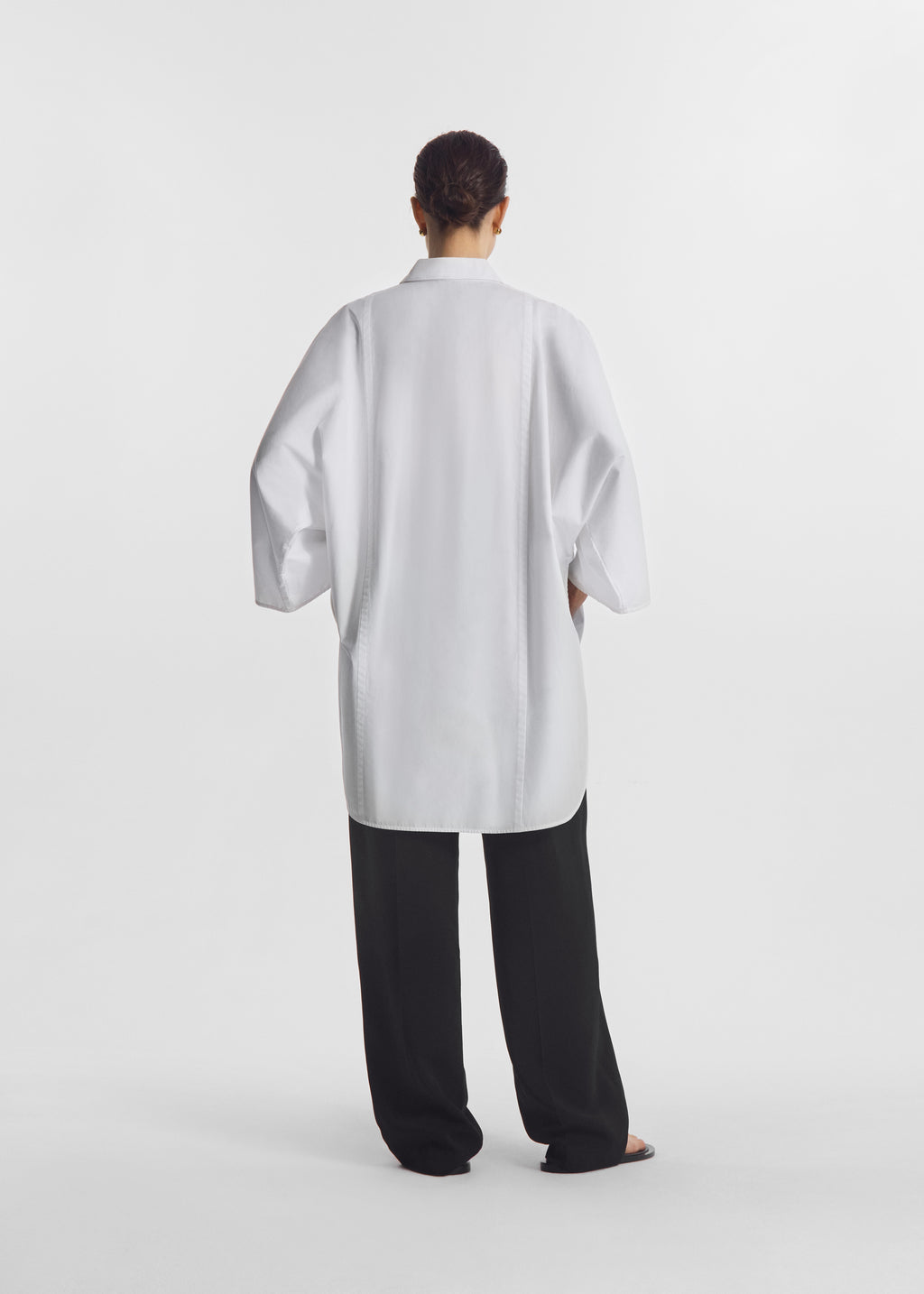 Long Tunic Top in Cotton Poplin - White - CO
