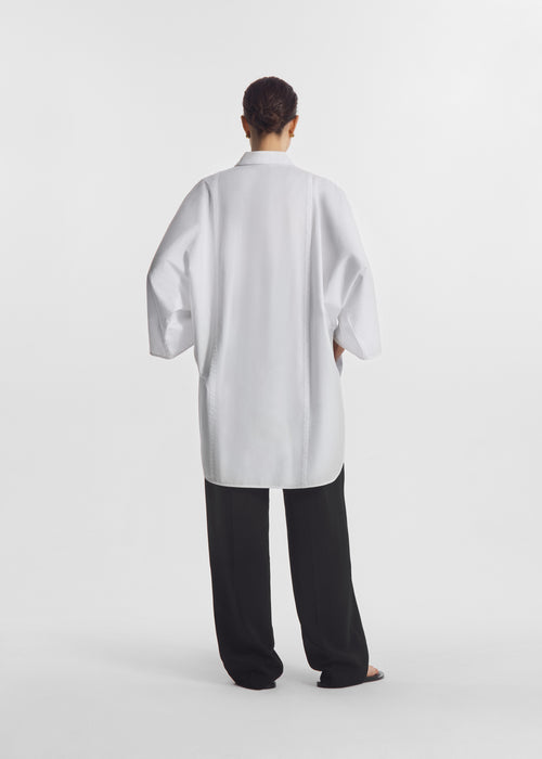 Long Tunic Top in Cotton Poplin - White, image 4 of 6