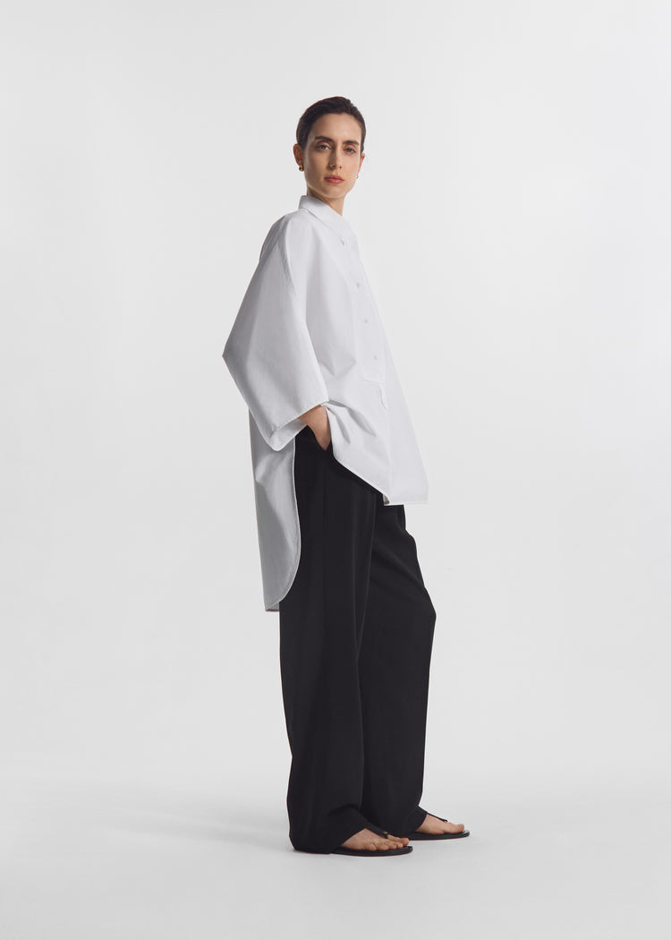 Long Tunic Top in Cotton Poplin - White, image 2 of 6