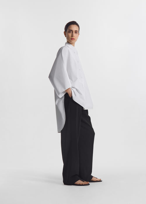 Long Tunic Top in Cotton Poplin - White, image 2 of 6