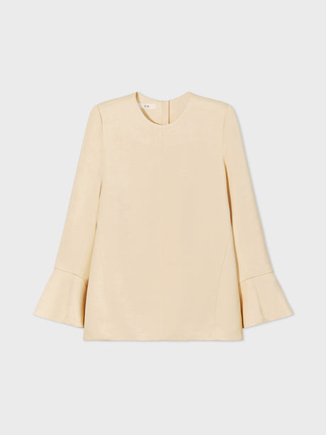 Peplum Sleeve Top in Satin Crepe - Butter | CO