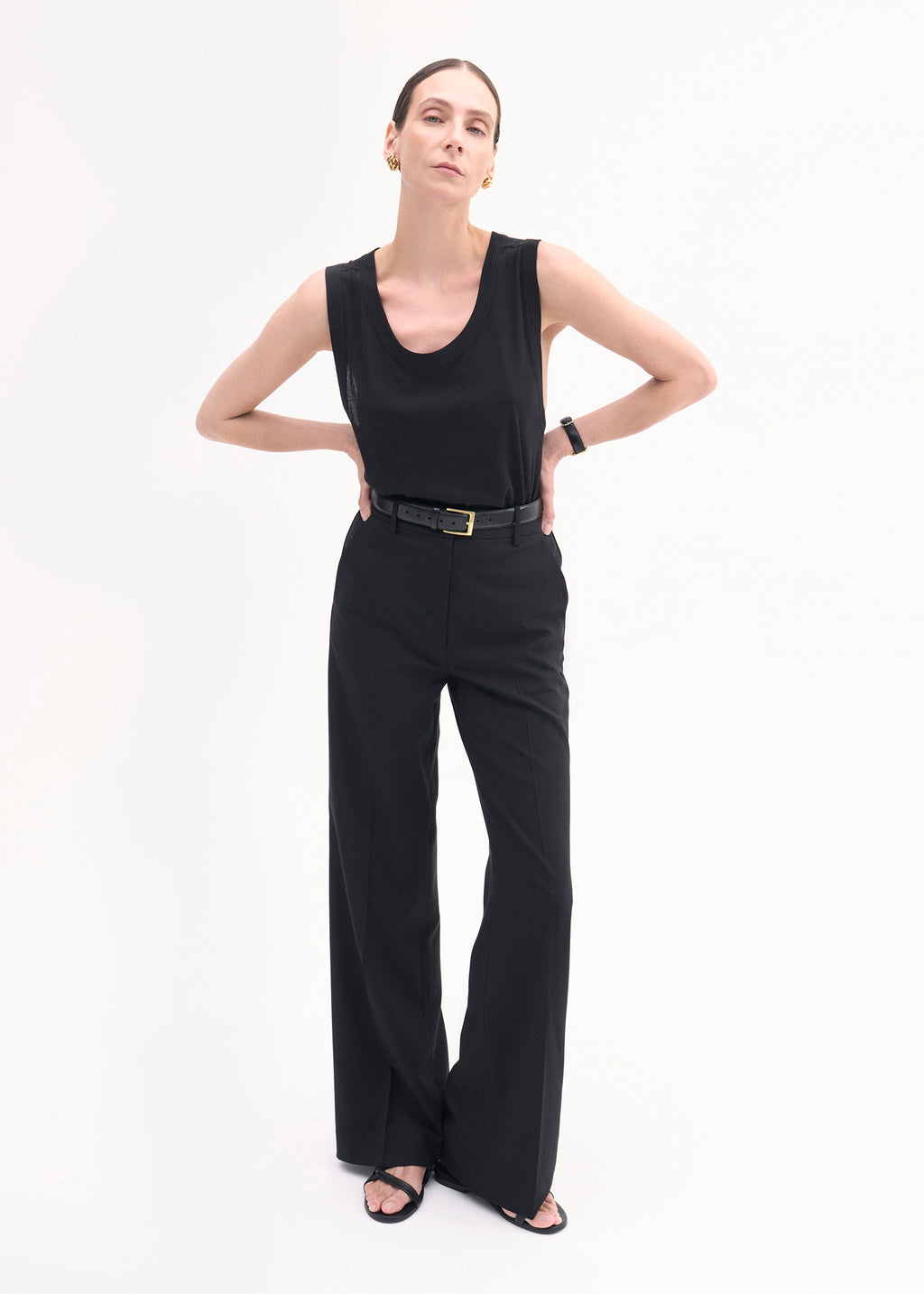 Tuxedo Pant in Wool and SIlk - Black - CO