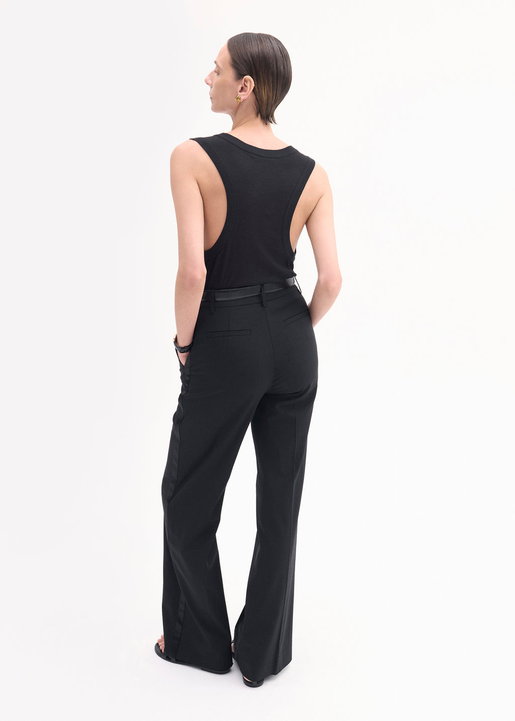 Tuxedo Pant in Wool and SIlk - Black - CO