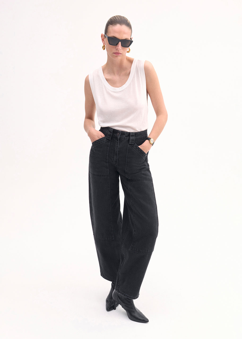 Loose Tank in Slub Jersey - White - CO