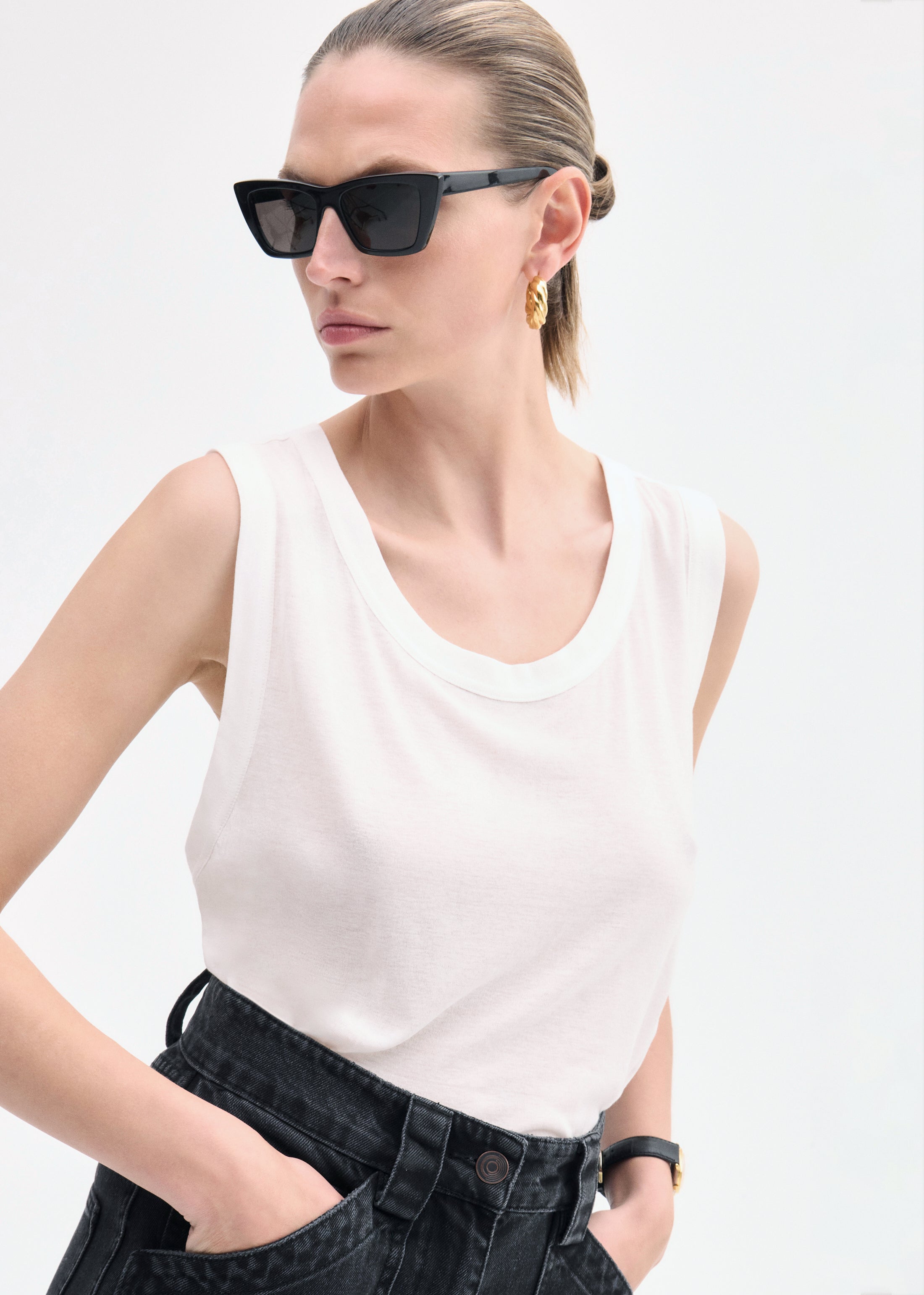 Loose Tank in Slub Jersey - White