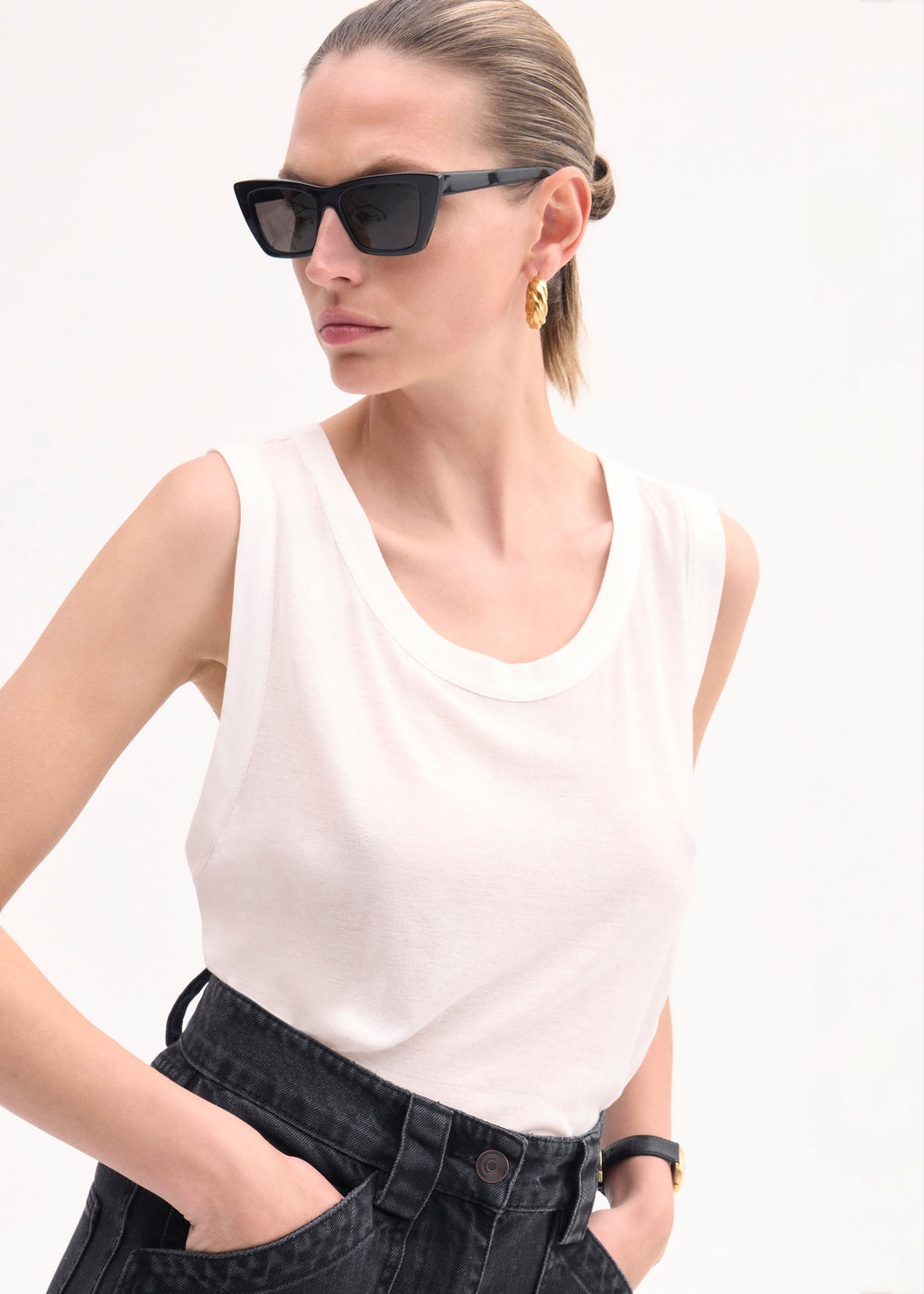 Loose Tank in Slub Jersey - White - CO