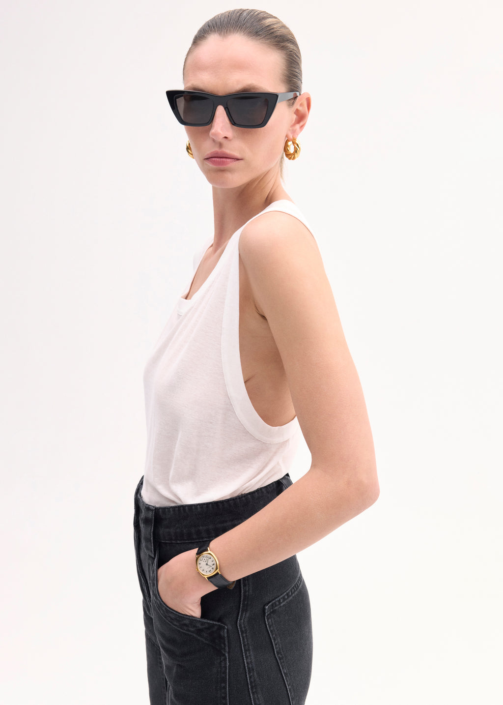Loose Tank in Slub Jersey - White - CO