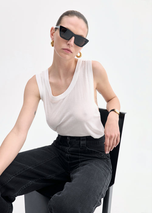 Loose Tank in Slub Jersey - White, image 1 of 6