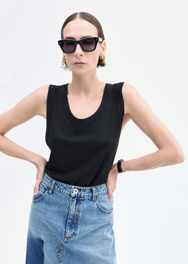 Loose Tank in Slub Jersey - Black - CO