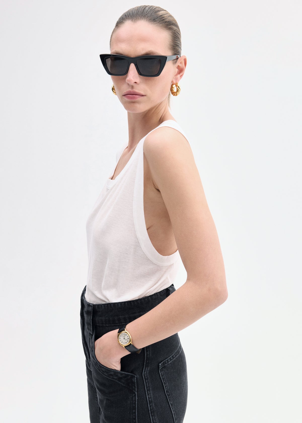 Loose Tank in Slub Jersey - White, image 3 of 6