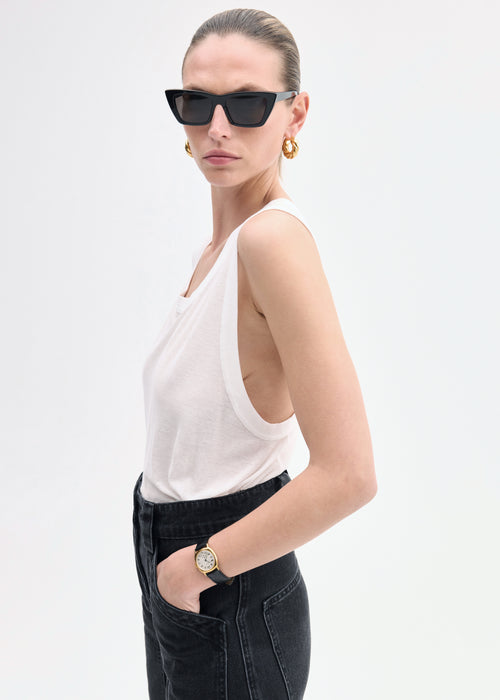 Loose Tank in Slub Jersey - White, image 3 of 6