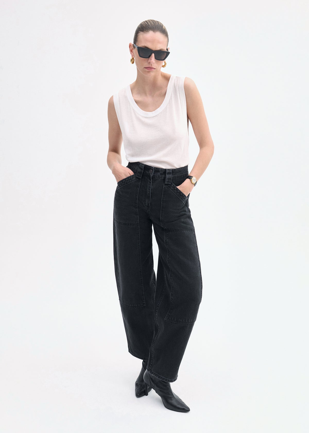 Loose Tank in Slub Jersey - White, image 5 of 6