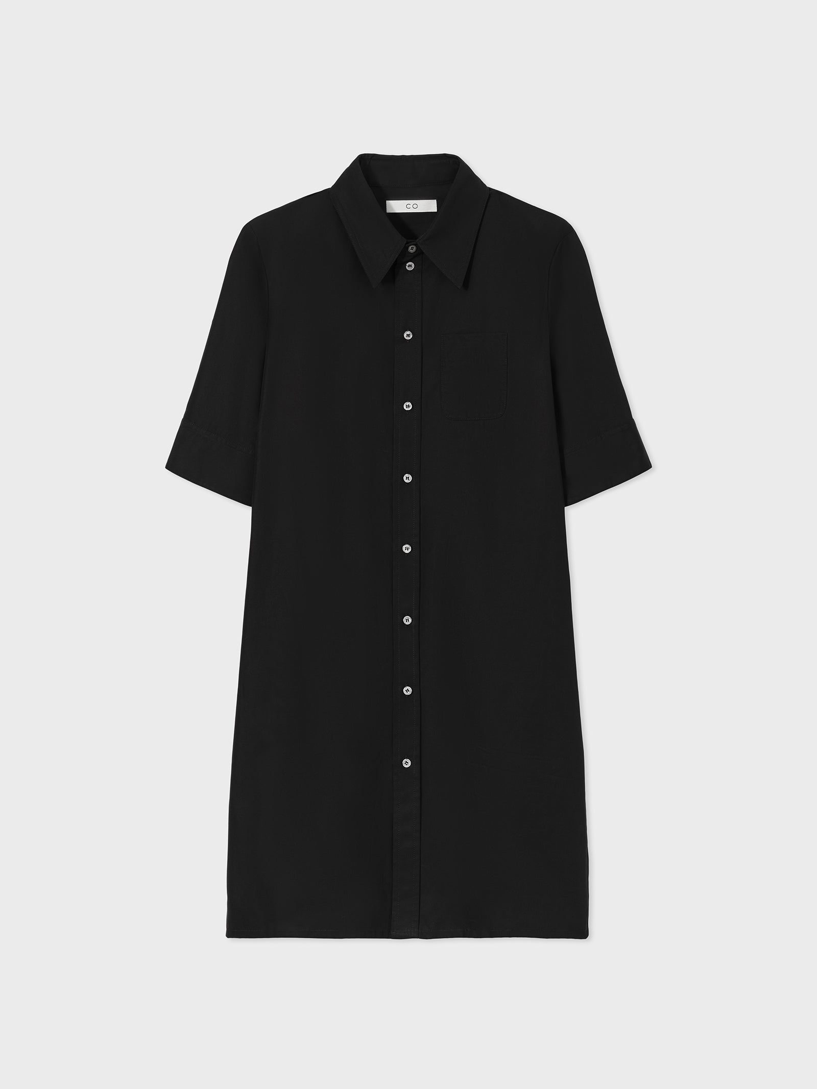 Fitted Shirtdress in Cotton Poplin - Black - CO Collections
