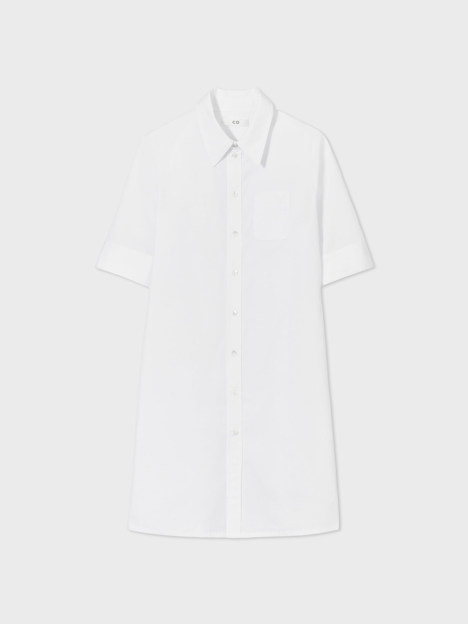 Fitted Shirtdress in Cotton Poplin - White - CO Collections