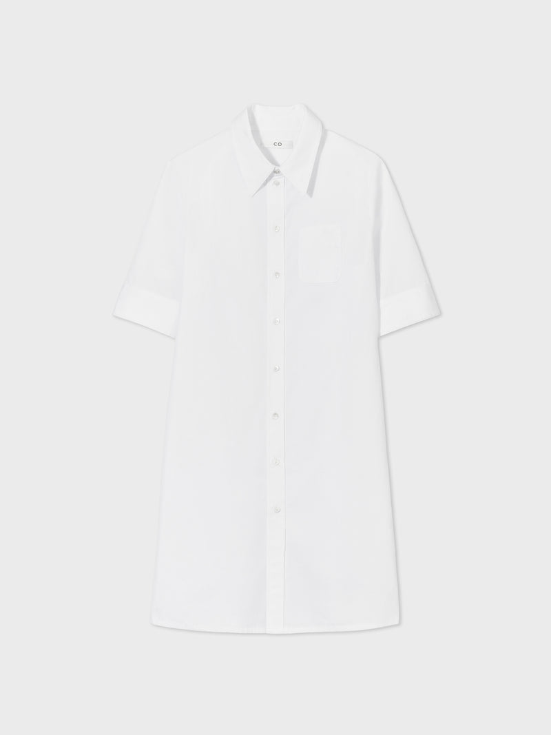 Fitted Shirtdress in Cotton Poplin - White - CO