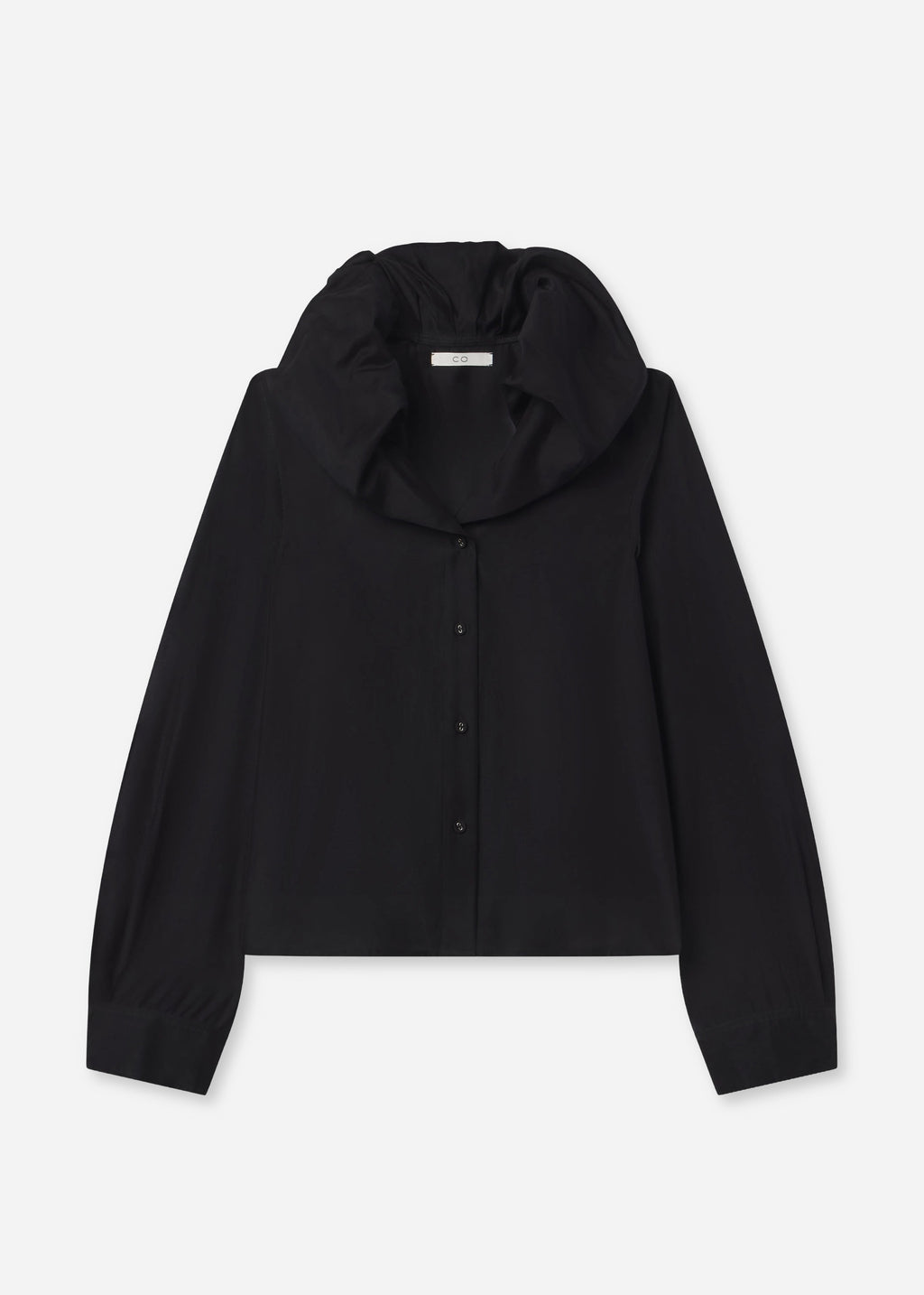 Cloud Collar Shirt in Cotton Silk Voile - Black - CO