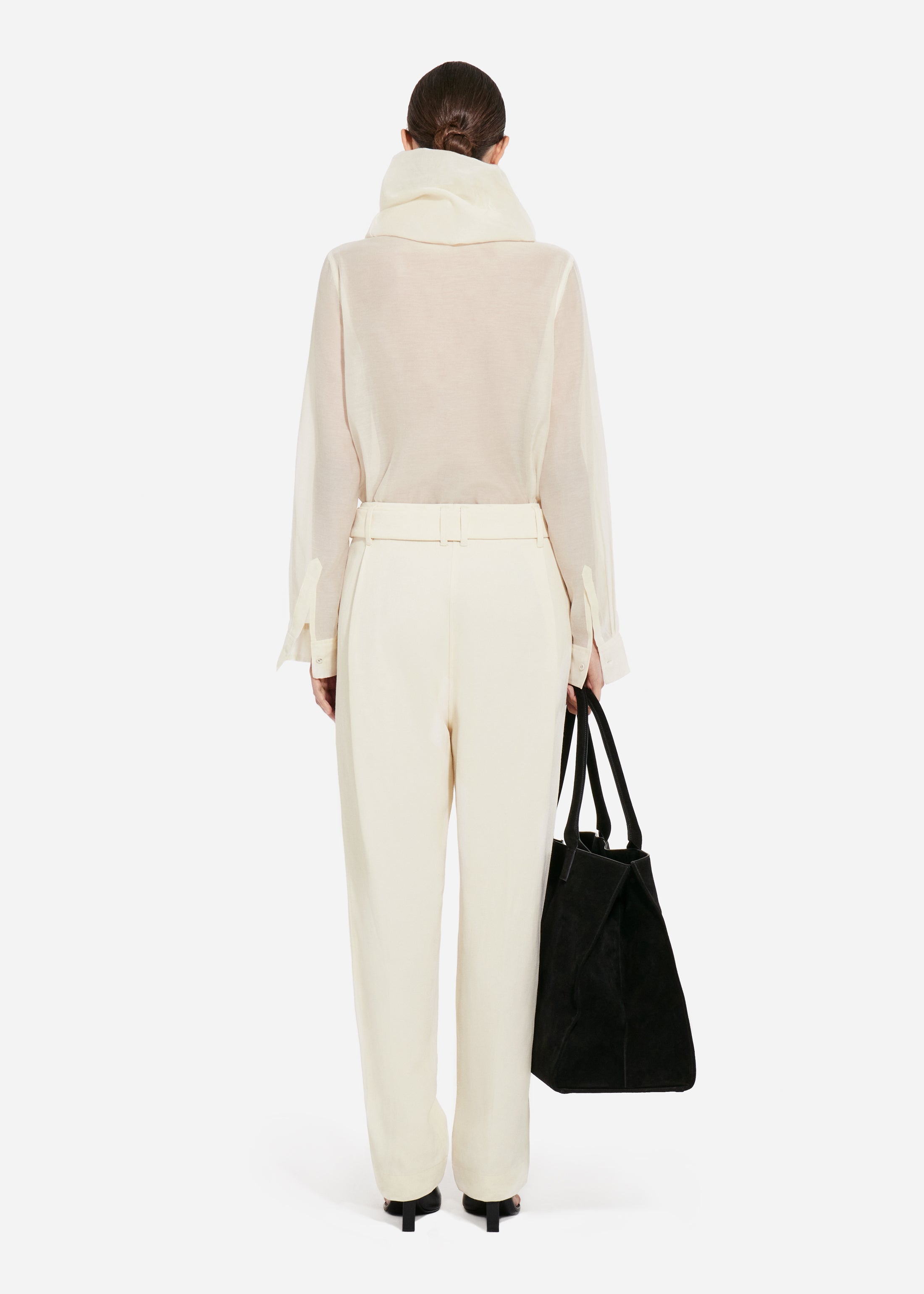 Cloud Collar Shirt in Cotton Silk Voile - Pearl