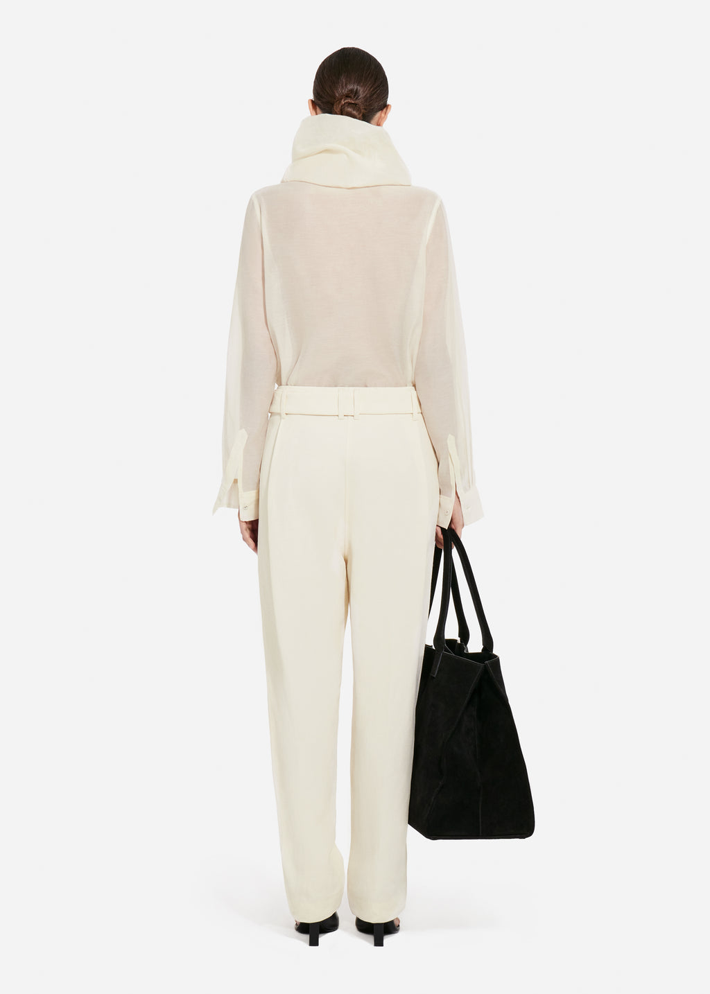 Cloud Collar Shirt in Cotton Silk Voile - Pearl - CO