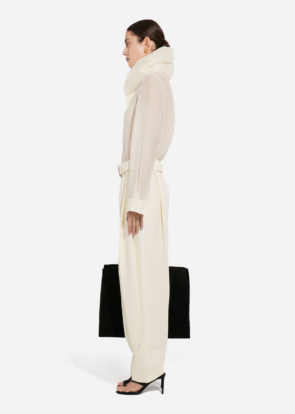 Cloud Collar Shirt in Cotton Silk Voile - Pearl - CO