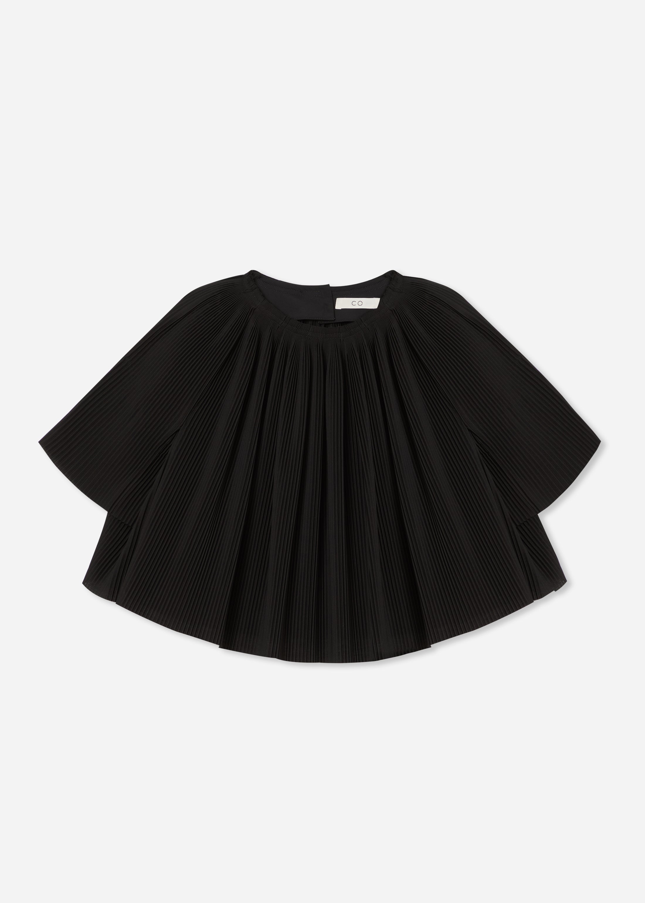 Crinkle Cut Cape Top in Plisse - Black
