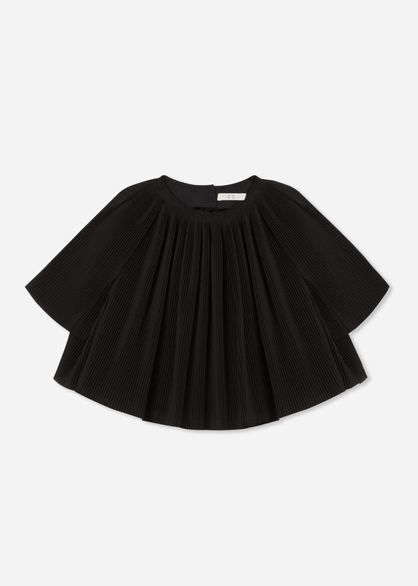 Crinkle Cut Cape Top in Plisse - Black - CO