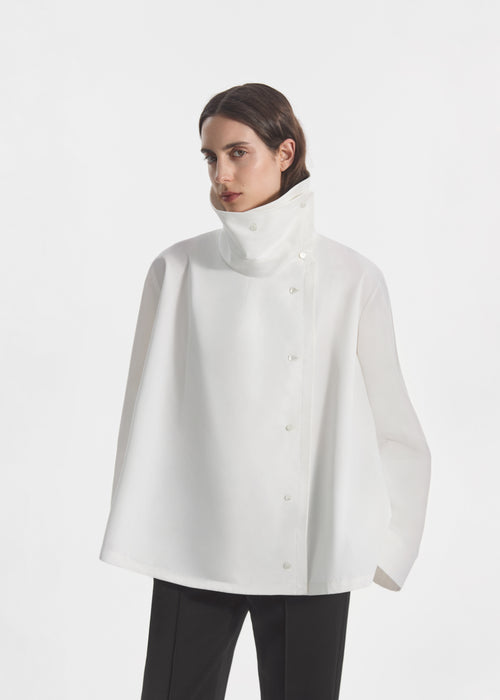 Flying Collar Shirt in Cotton Silk - White, image 4 of 6