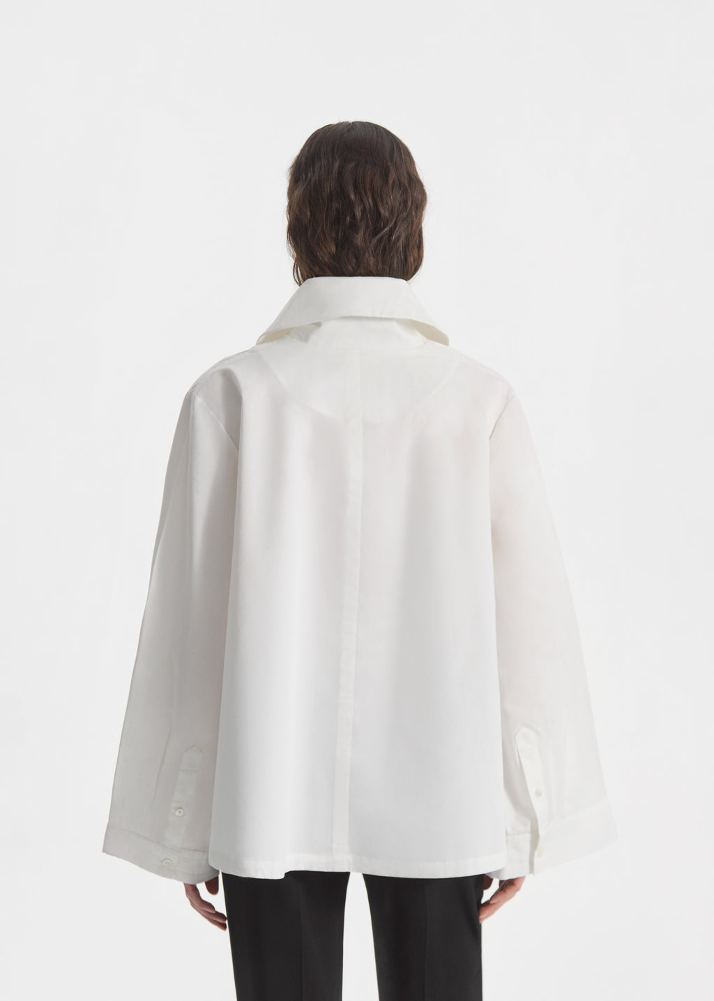 Flying Collar Shirt in Cotton Silk - White - CO