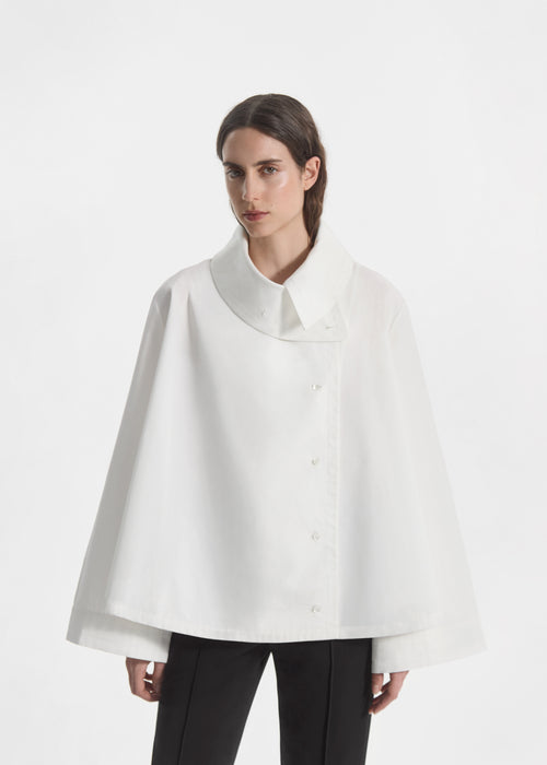 Flying Collar Shirt in Cotton Silk - White, image 2 of 6