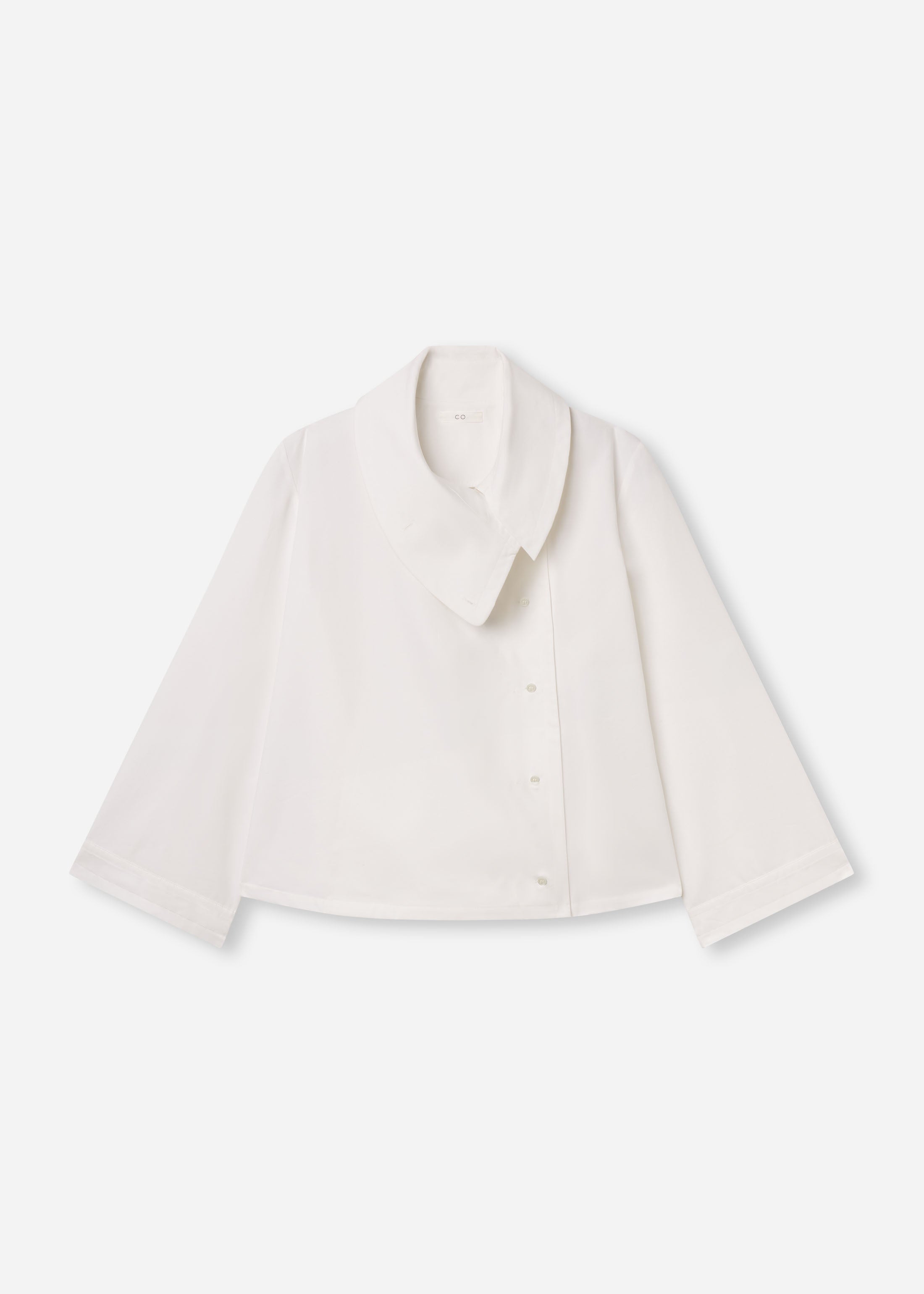 Flying Collar Shirt in Cotton Silk - White
