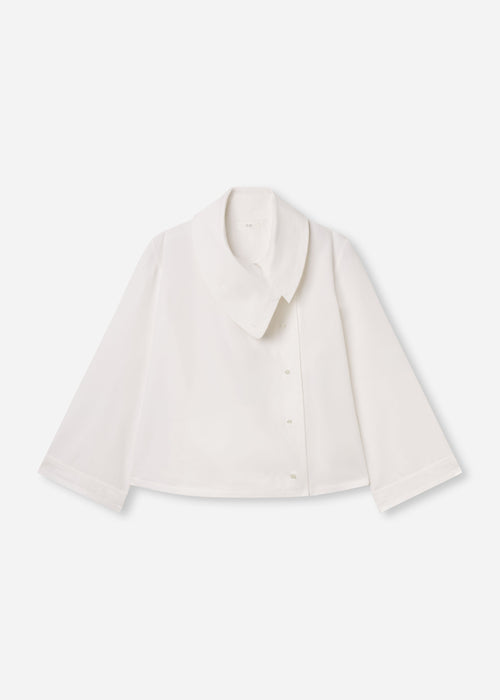 Flying Collar Shirt in Cotton Silk - White, image 6 of 6