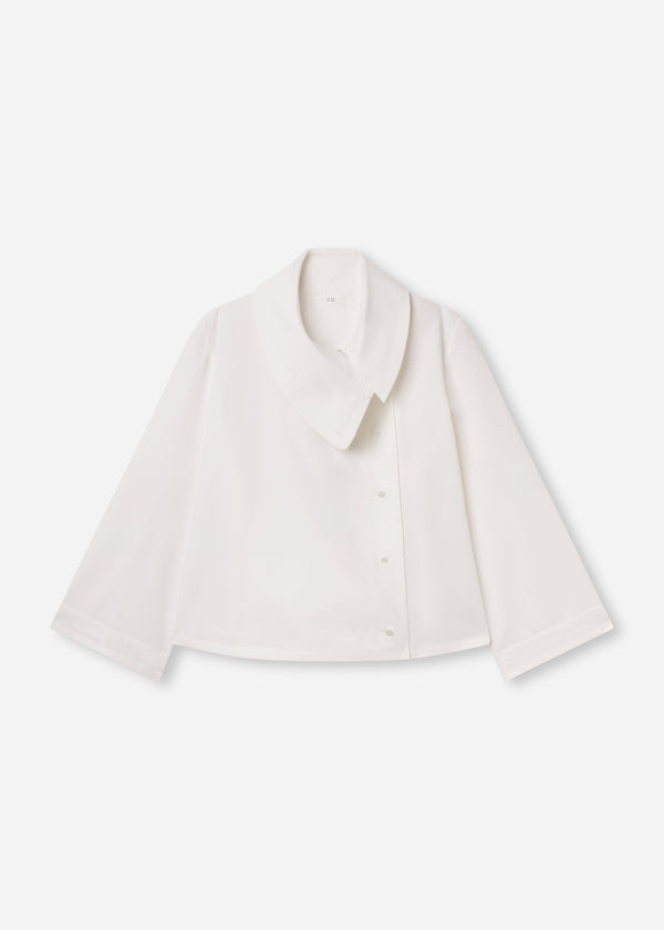 Flying Collar Shirt in Cotton Silk - White - CO
