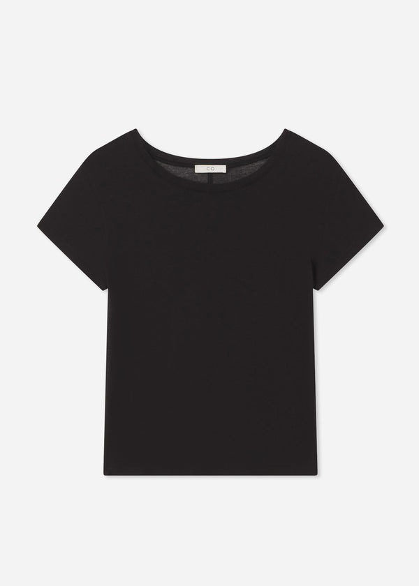 Crewneck Short Sleeve T-Shirt in Cotton Jersey - Black - CO
