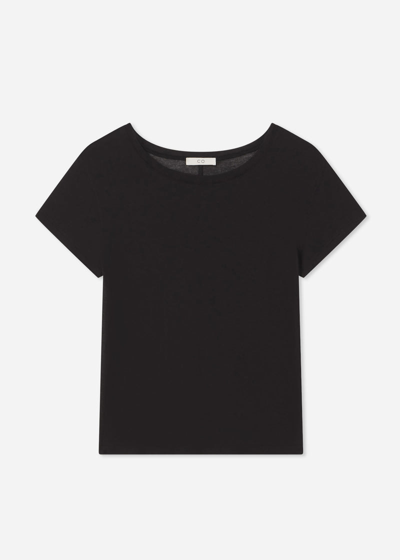 Crewneck Short Sleeve T-Shirt in Cotton Jersey - Black - CO